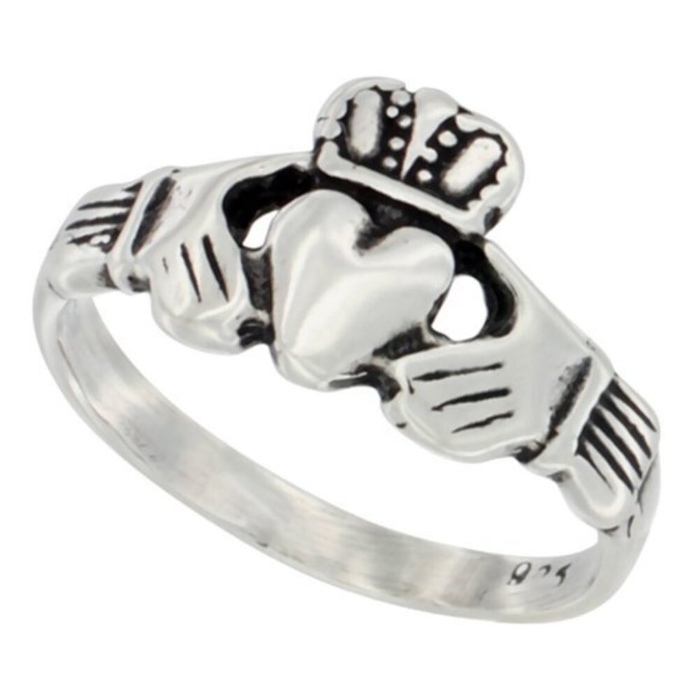 New Sterling Silver Claddagh Ring Antiqued finish